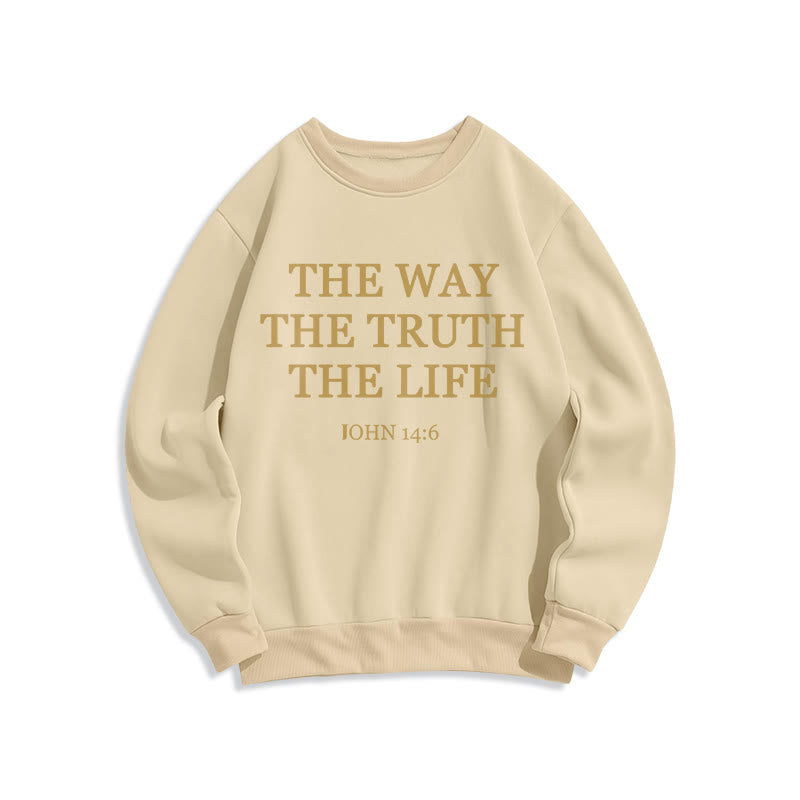 Christianartworkshop The Way The Truth The Life Scripture Fleece Lined Polyester Sweatshirt - Beige - 2XL - image 5