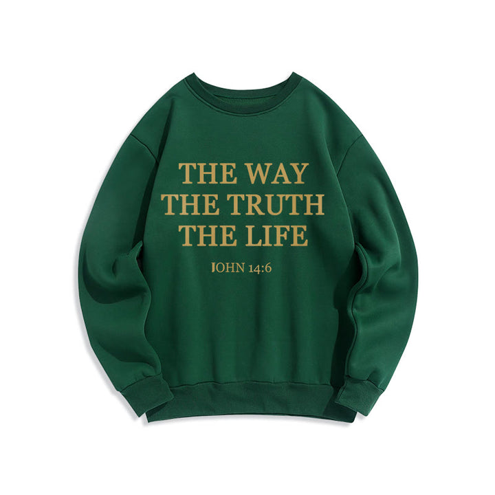 Christianartworkshop The Way The Truth The Life Scripture Fleece Lined Polyester Sweatshirt - Green - 2XL - image 6