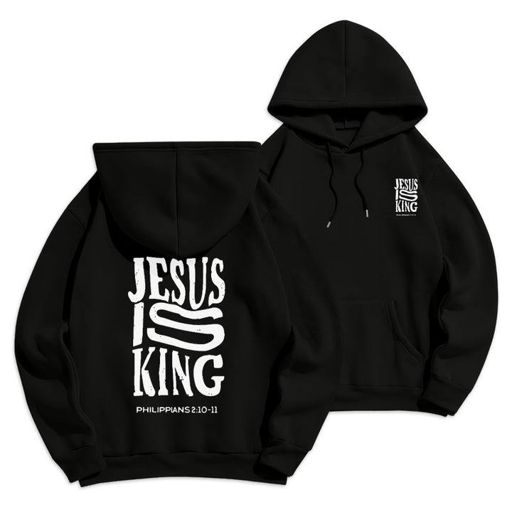 Christianartworkshop Bold Street Style Jesus Is King Bold Fleece Lined Polyester Hoodie - Black - 2XL - image 9
