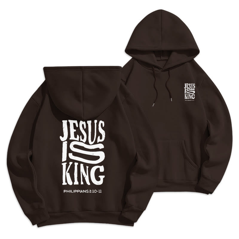Christianartworkshop Bold Street Style Jesus Is King Bold Fleece Lined Polyester Hoodie - Brown - 2XL - image 7
