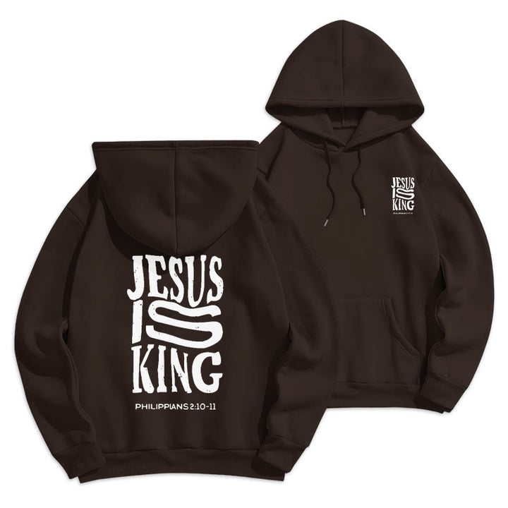Christianartworkshop Bold Street Style Jesus Is King Bold Fleece Lined Polyester Hoodie - Brown - 2XL - image 7