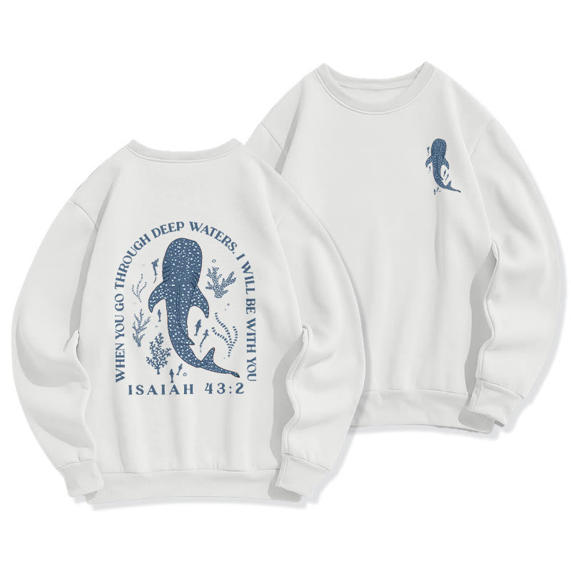 Christianartworkshop Modern Colored Style Faith Beneath the Waves Fleece Lined Polyester Sweatshirt - White - 2XL - image 0