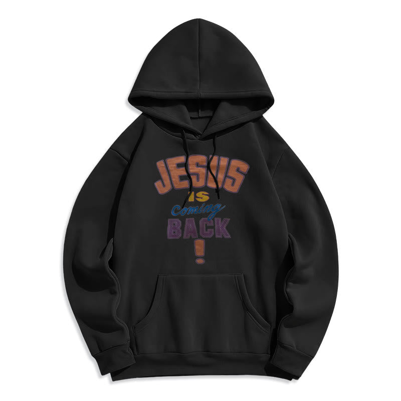 Christianartworkshop Modern Street Style Jesus Is Coming Back Fleece Lined Polyester Hoodie - Black - 2XL - image 8