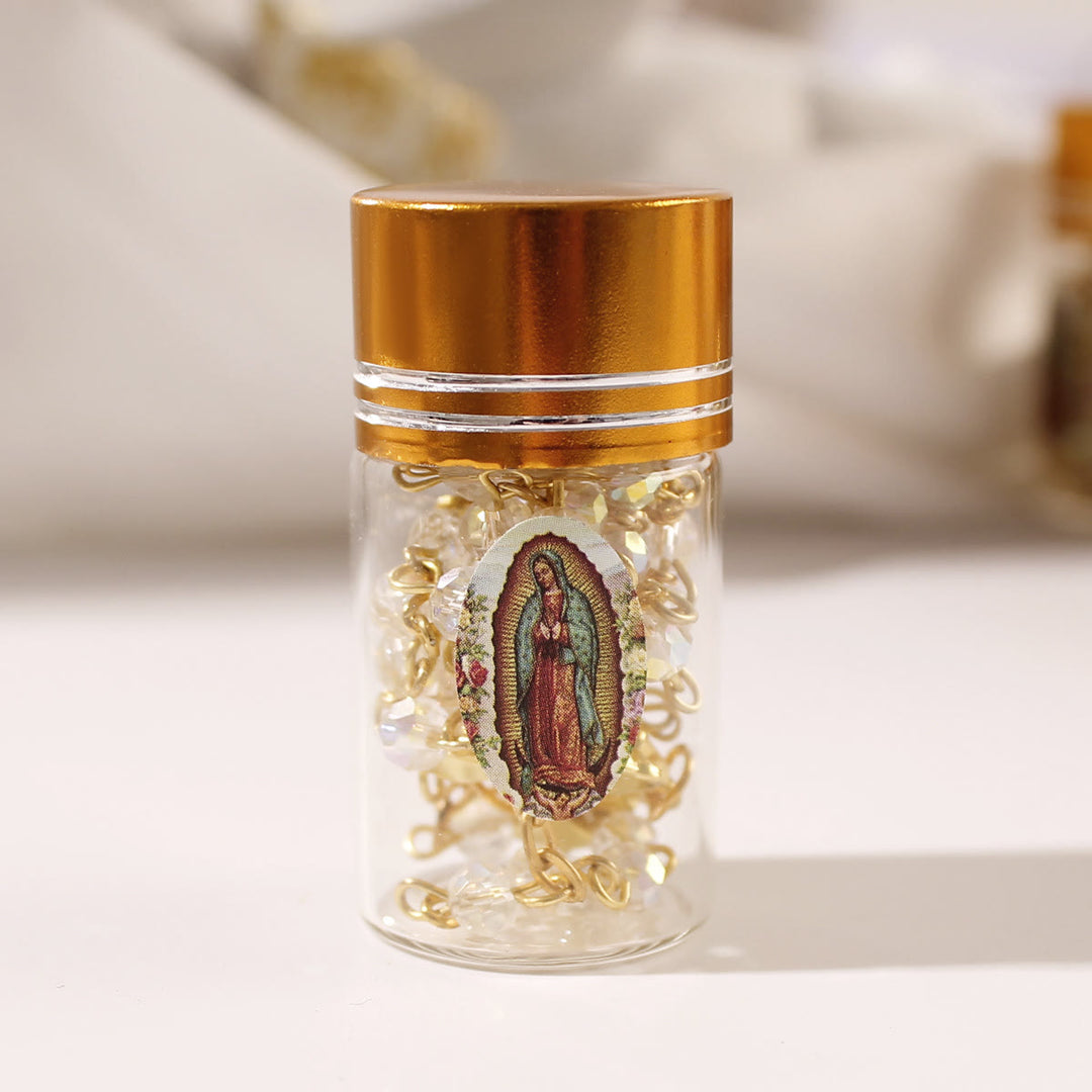 FREE Today: Sparkling Crystal Beads Jerusalem Cross Rosary with Our Lady Glass Bottle - image 5