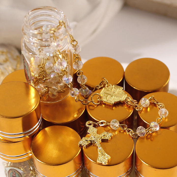 FREE Today: Sparkling Crystal Beads Jerusalem Cross Rosary with Our Lady Glass Bottle - image 6