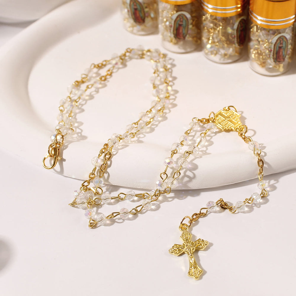 FREE Today: Sparkling Crystal Beads Jerusalem Cross Rosary with Our Lady Glass Bottle - image 2