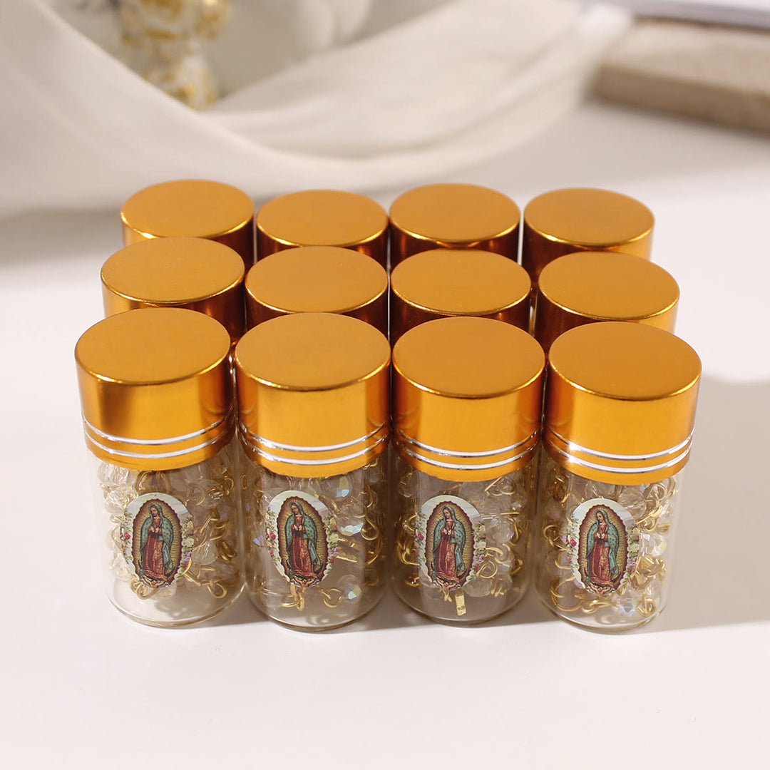 Christianartworkshop Sparkling Crystal Beads Jerusalem Cross Rosary with Our Lady Glass Bottle - image 7