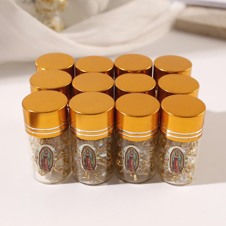 Christianartworkshop Sparkling Crystal Beads Jerusalem Cross Rosary with Our Lady Glass Bottle - image 7