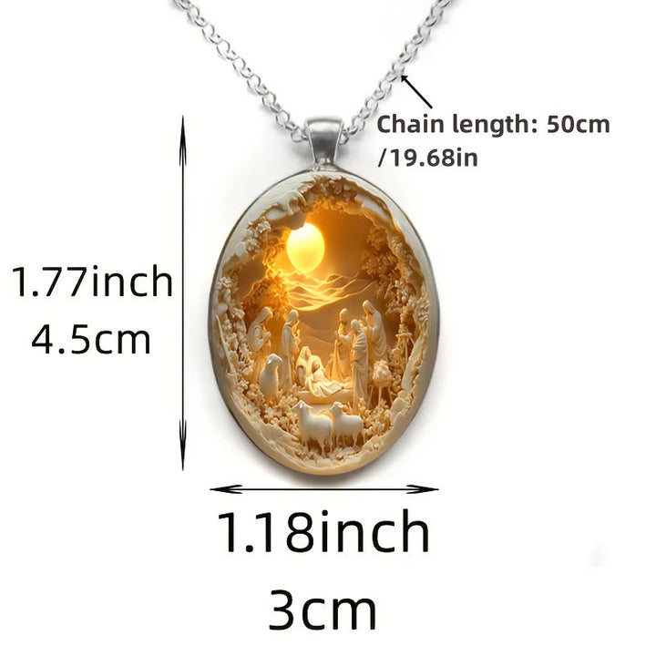 Christianartworkshop Simulated 3D Design Glass Nativity Scene Pendant Necklace - image 5
