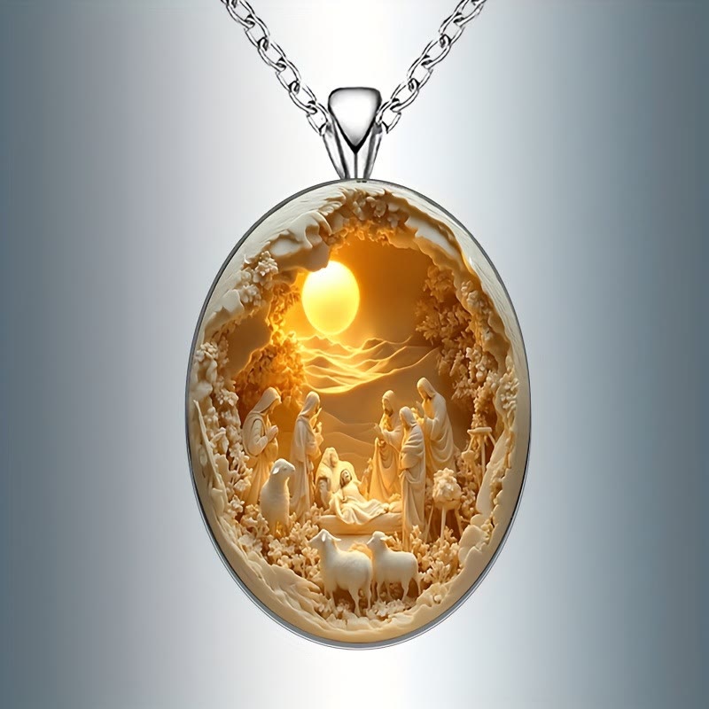 FREE Today: Simulated 3D Design Glass Nativity Scene Pendant Necklace - image 4