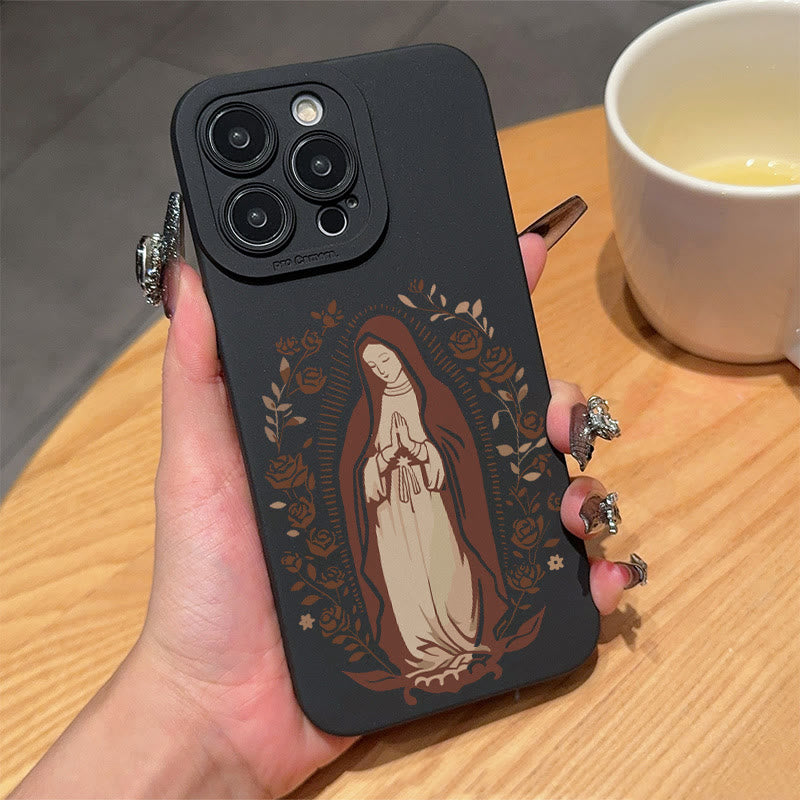 Christianartworkshop Elegant Shining Faith Virgin Mary Phone Case: Catholic Devotion Gift - iPhone 16Pro Max - Black Rose - image 10