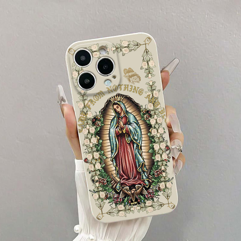 Christianartworkshop Virgin Mary Surrounded by White Roses Spiritual Phone Case - iPhone 16Pro Max - White (One-Piece Style) - image 3