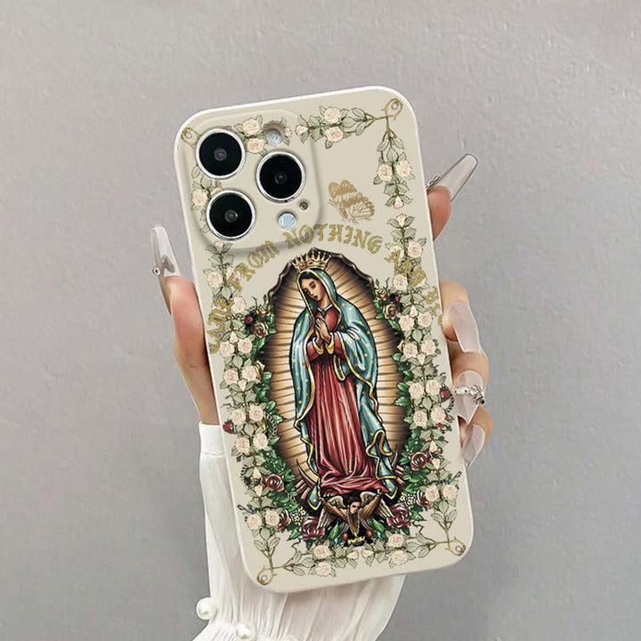 Christianartworkshop Virgin Mary Surrounded by White Roses Spiritual Phone Case - iPhone 16Pro Max - White (One-Piece Style) - image 3