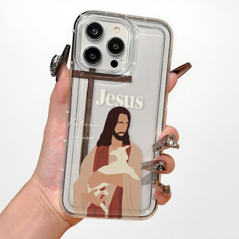 Christianartworkshop Faith-Inspired Christian Symbolism Phone Case: Virgin Mary, Jesus & Cross Art - iPhone 7 - Jesus - image 1