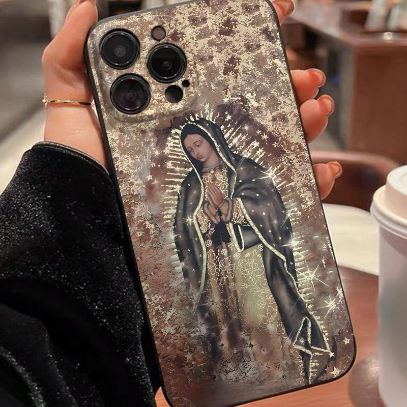Christianartworkshop Faith-Inspired Christian Symbolism Phone Case: Virgin Mary, Jesus & Cross Art - iPhone 16Pro Max - Our Lady - image 3