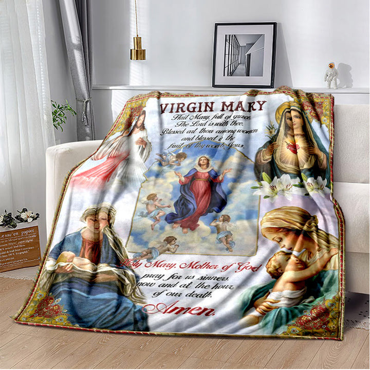 Christianartworkshop Colored Style Our Lady of Guadalupe Flannel Blanket: Cozy Faith for Bedroom & Sofa - 264x228cm - D - image 4