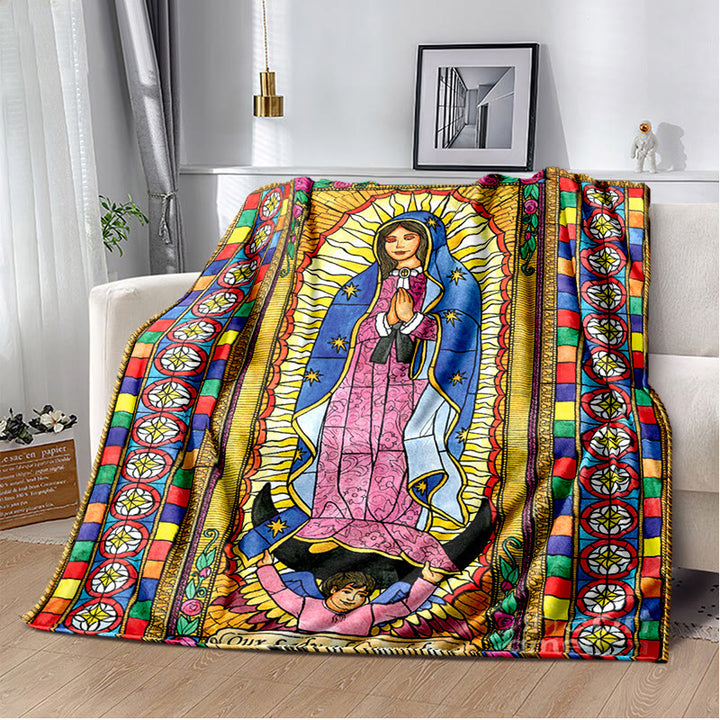 Christianartworkshop Virgin of Guadalupe Religiou Flannel Blanket: Spiritual Comfort for Home - 264x228cm - D - image 4