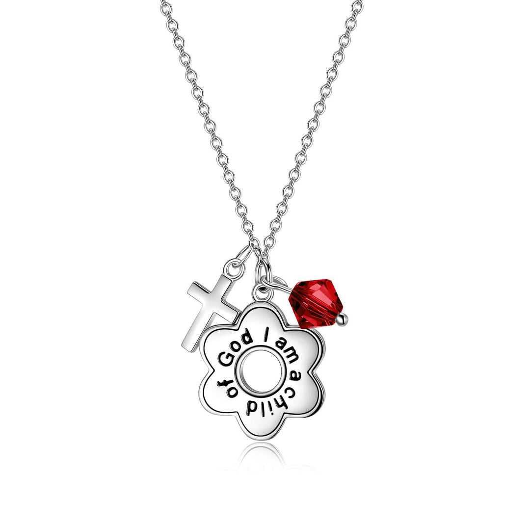 Christianartworkshop Child of God Birthstone Cross Necklace: Faith & Blessings for Every Month - January - image 1
