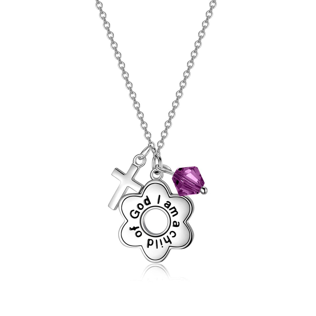 Christianartworkshop Child of God Birthstone Cross Necklace: Faith & Blessings for Every Month - February - image 5