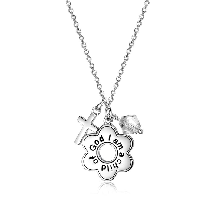 Christianartworkshop Child of God Birthstone Cross Necklace: Faith & Blessings for Every Month - April - image 8