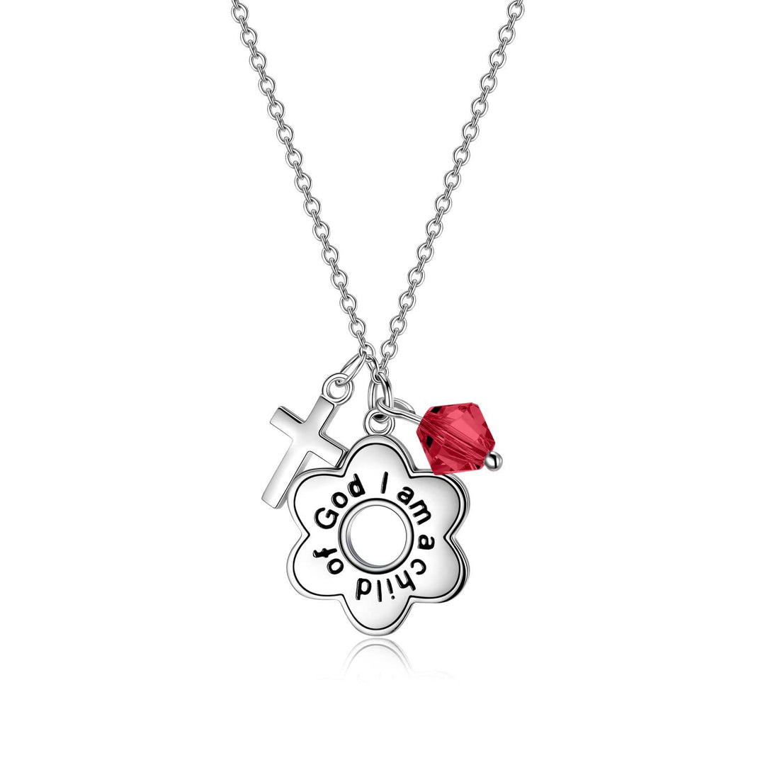 Christianartworkshop Child of God Birthstone Cross Necklace: Faith & Blessings for Every Month - July - image 11