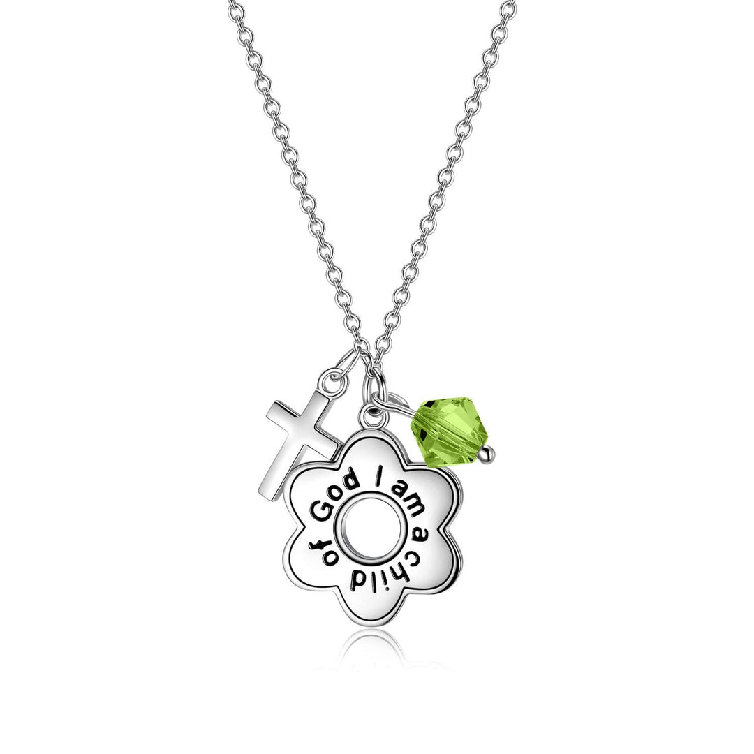 Christianartworkshop Child of God Birthstone Cross Necklace: Faith & Blessings for Every Month - August - image 12