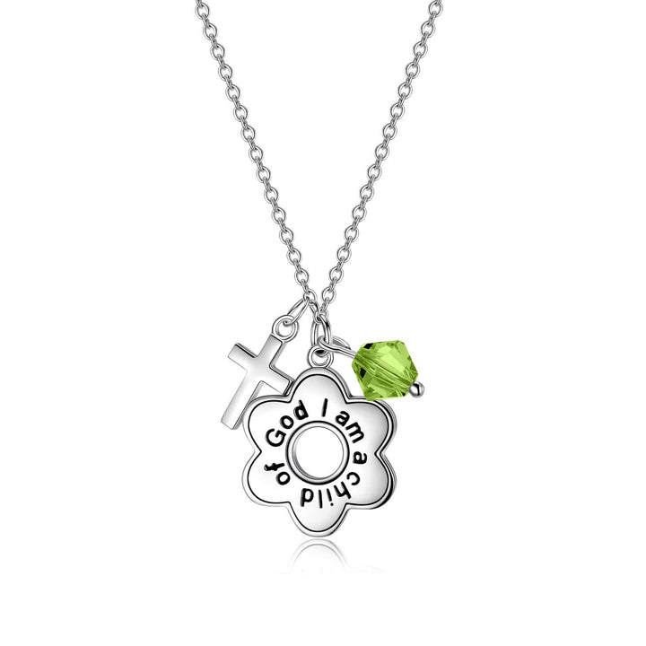 Christianartworkshop Child of God Birthstone Cross Necklace: Faith & Blessings for Every Month - August - image 12