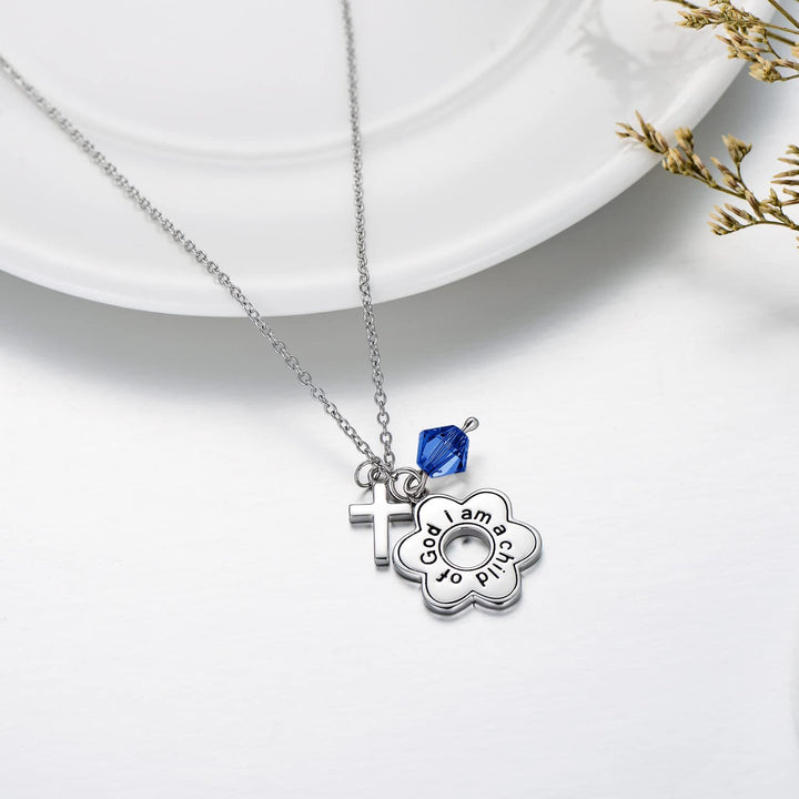 Christianartworkshop Child of God Birthstone Cross Necklace: Faith & Blessings for Every Month - September - image 13