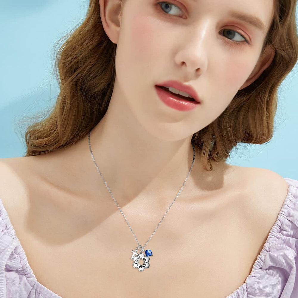 Christianartworkshop Child of God Birthstone Cross Necklace: Faith & Blessings for Every Month - image 2