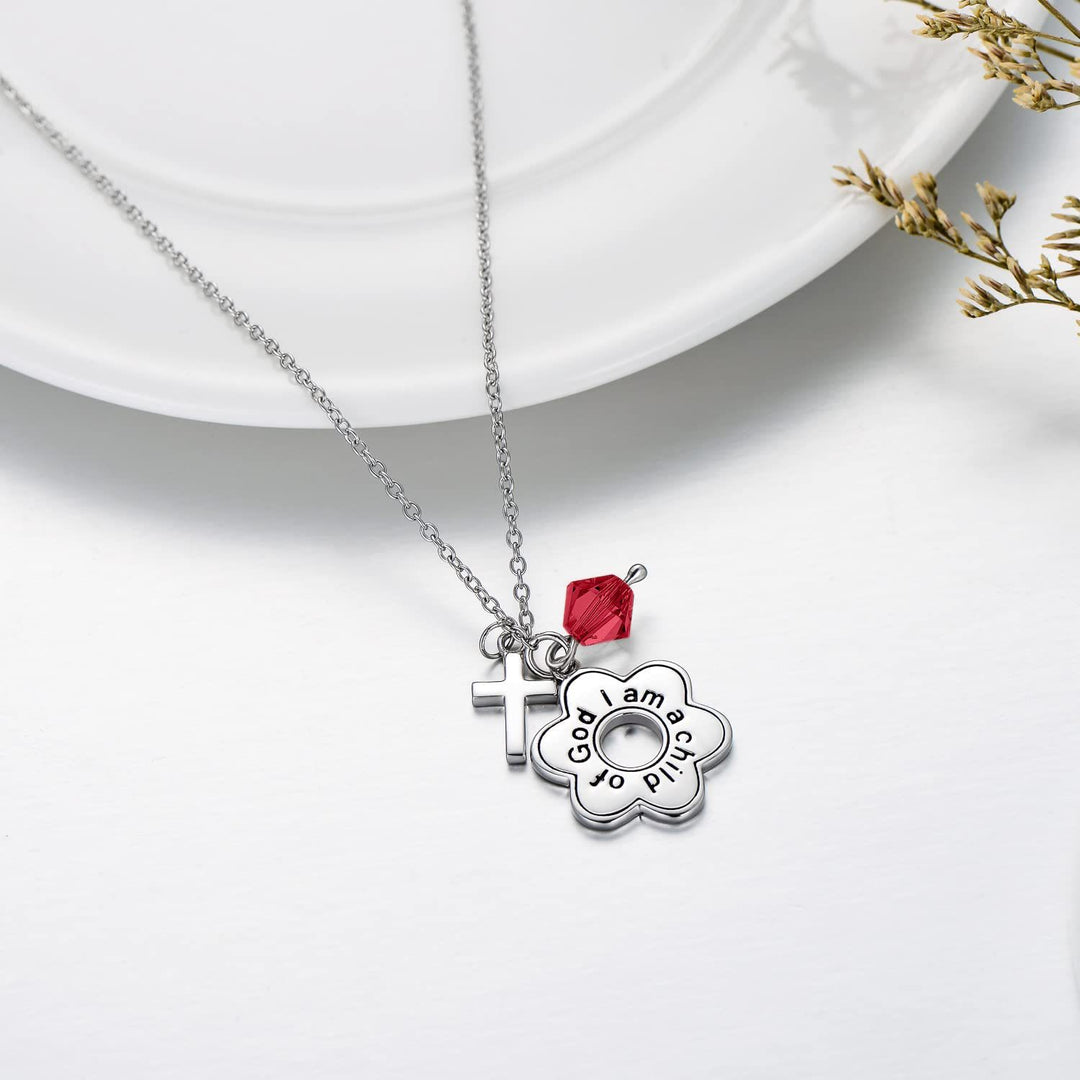 Christianartworkshop Child of God Birthstone Cross Necklace: Faith & Blessings for Every Month - image 4