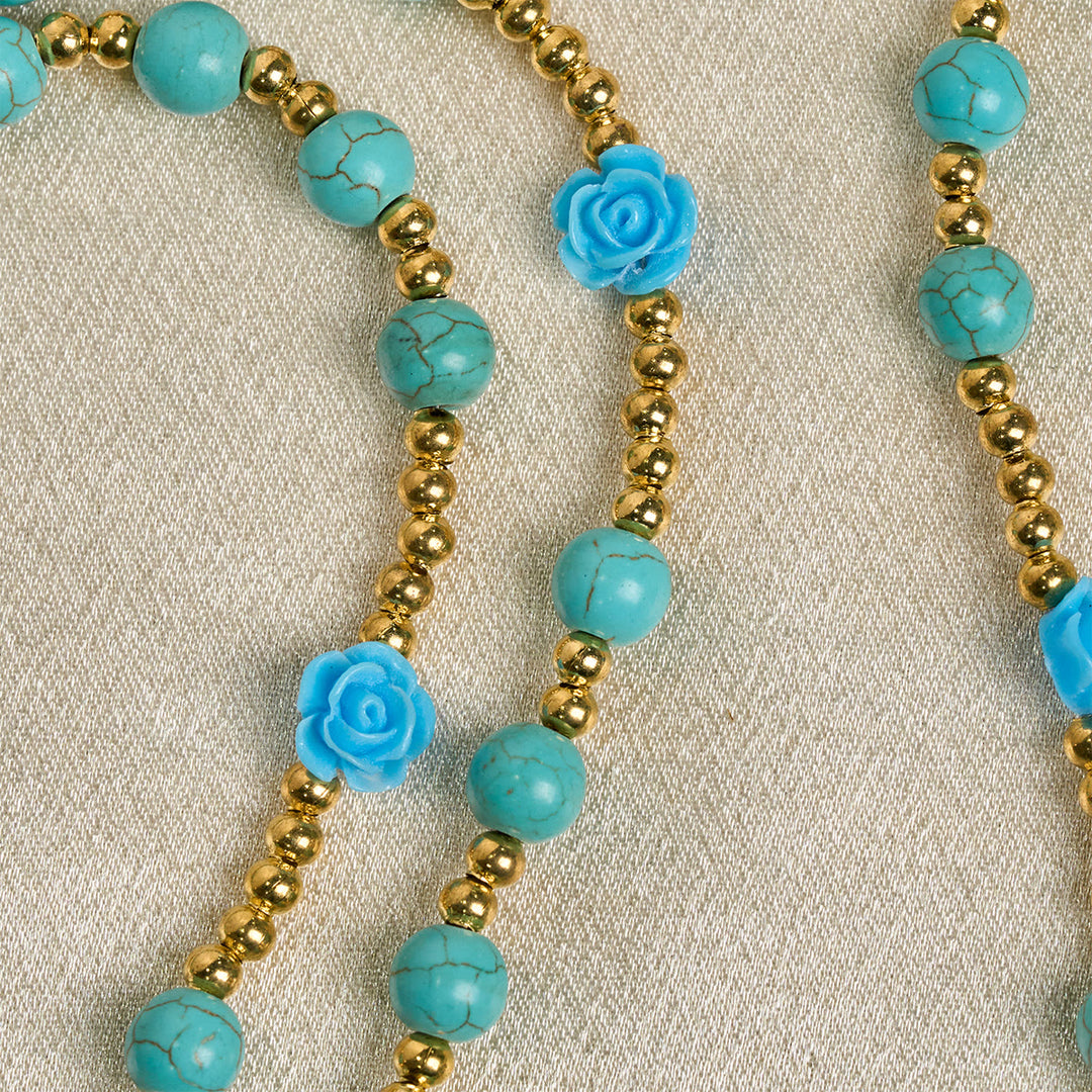 Christianartworkshop Elegant Red & Blue Rose Rosary with Turquoise Beads: Blessed by Our Lady and St. Benedict - image 20