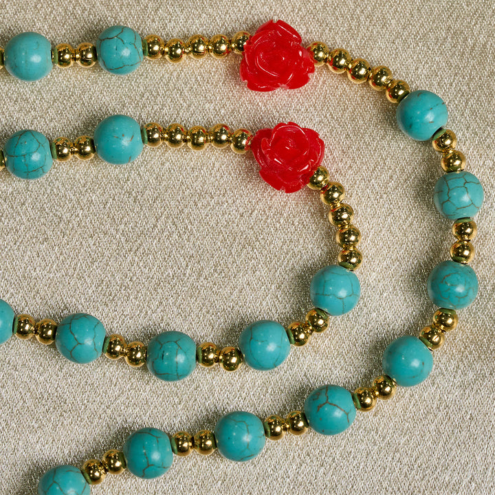 Christianartworkshop Elegant Red & Blue Rose Rosary with Turquoise Beads: Blessed by Our Lady and St. Benedict - image 10