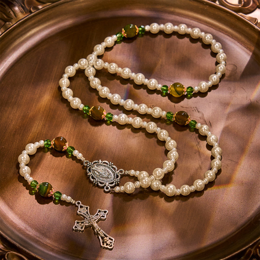 FREE Today: Floral Grace Our Lady Rosary with Pink & Purple Beads Accents - Green - image 10