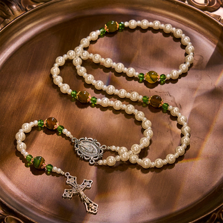 FREE Today: Floral Grace Our Lady Rosary with Pink & Purple Beads Accents - Green - image 10