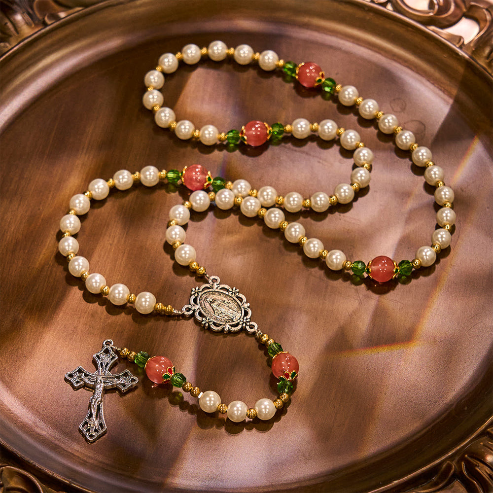Christianartworkshop Floral Grace Our Lady Rosary with Pink & Purple Beads Accents - image 2