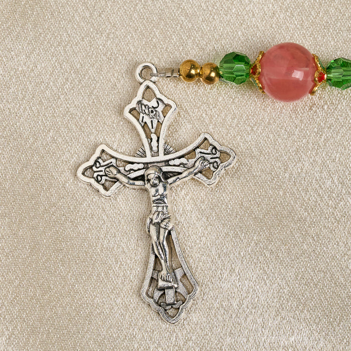 Christianartworkshop Floral Grace Our Lady Rosary with Pink & Purple Beads Accents - image 9