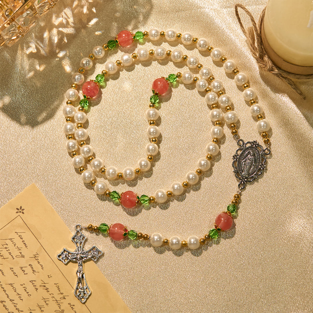 Christianartworkshop Floral Grace Our Lady Rosary with Pink & Purple Beads Accents - image 3