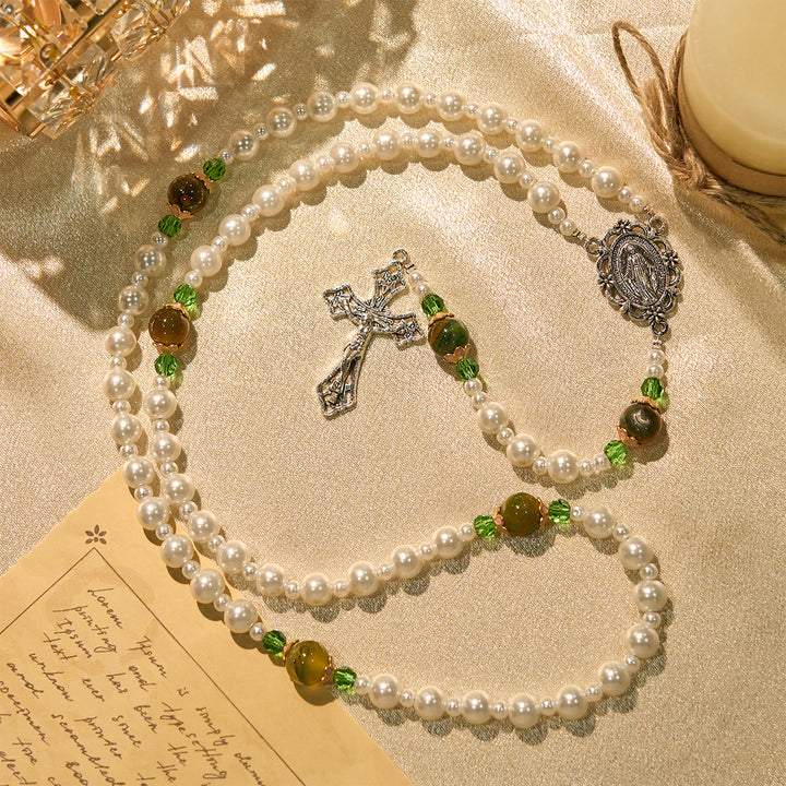Christianartworkshop Floral Grace Our Lady Rosary with Pink & Purple Beads Accents - image 14