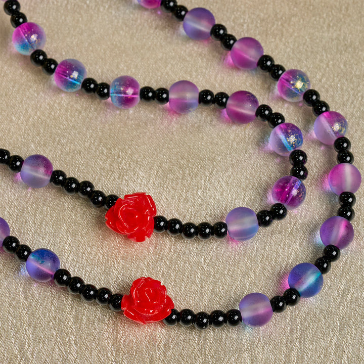 Christianartworkshop Mystical Frosted Purple-Blue Beads Rosary with Red Roses & Miraculous Medal Blessing - image 10