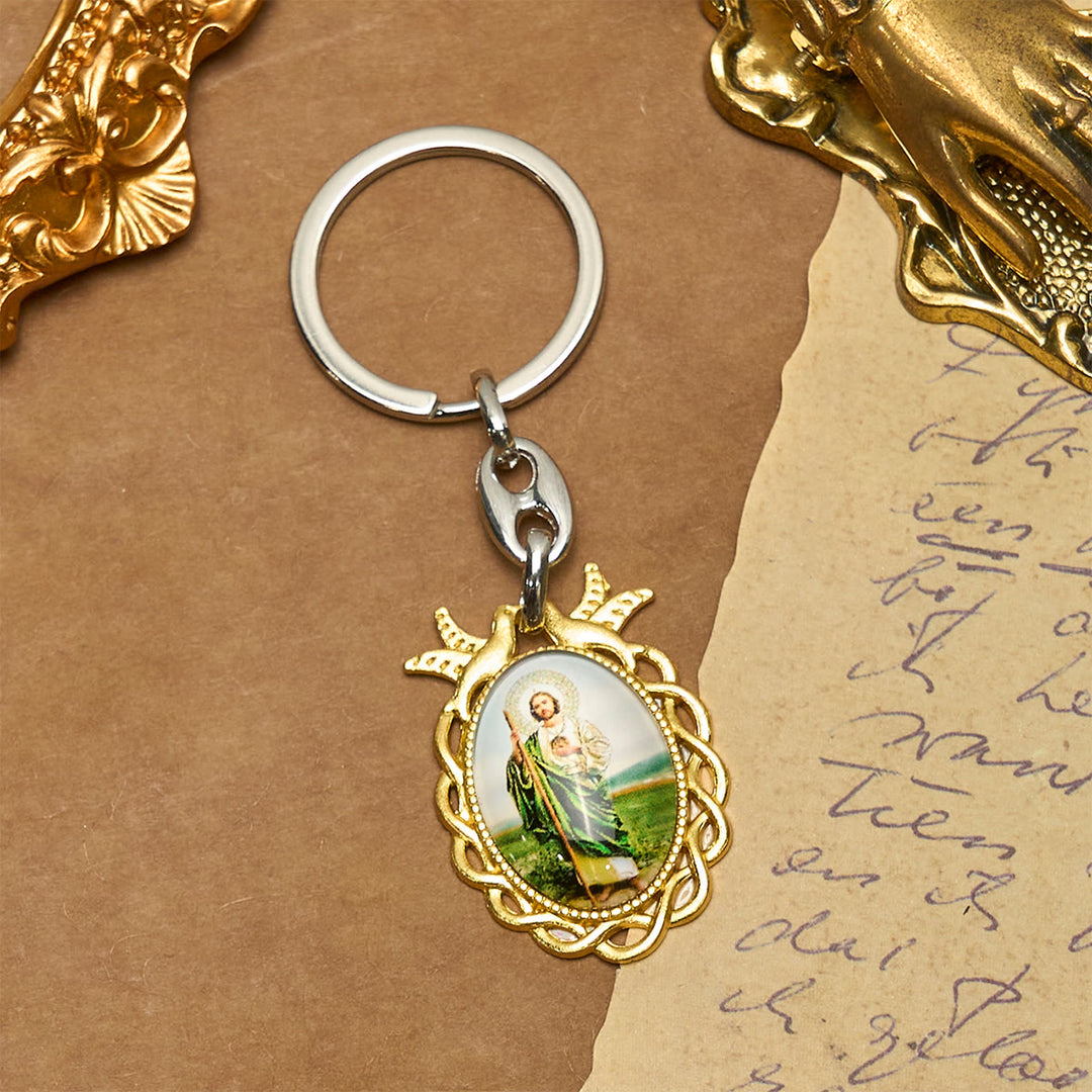 Christianartworkshop Religious St. Jude with Holy Dove Keychain: Faithful Companion in Prayer - image 3