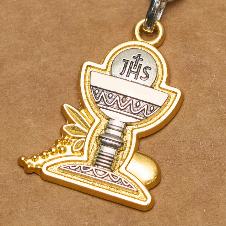 Christianartworkshop Two-Tone Holy Chalice Keychain with IHS Symbol: Faith Filled Blessings - image 3