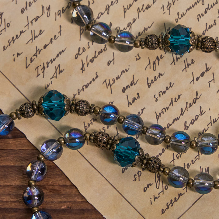 Christianartworkshop Shimmering Laser Blue Crystal Rosary with Antique Bronze Miraculous Medal - image 9