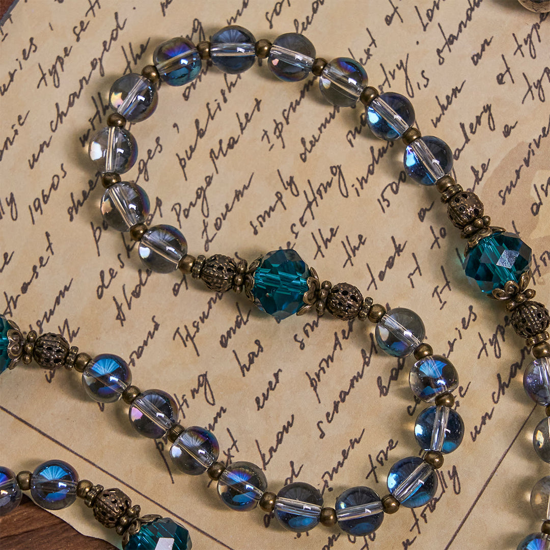 Christianartworkshop Shimmering Laser Blue Crystal Rosary with Antique Bronze Miraculous Medal - image 10
