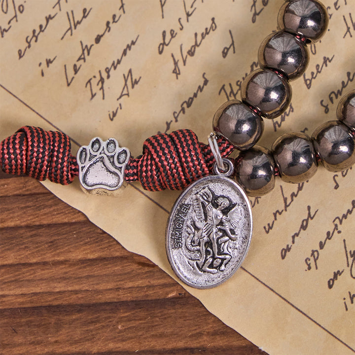 Christianartworkshop Rugged Metallic Beads Rosary with Paw Charms & St. Michael the Archangel - image 8
