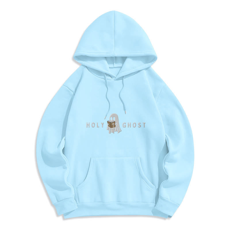 Christianartworkshop Holy Ghost Whimsical Ghost Art Fleece Lined Polyester Hoodie - Blue - 2XL - image 7