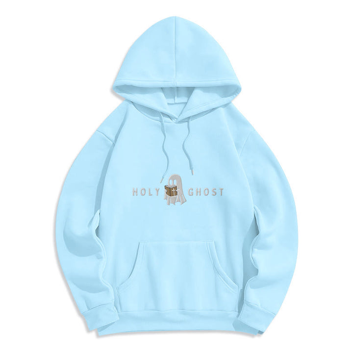 Christianartworkshop Holy Ghost Whimsical Ghost Art Fleece Lined Polyester Hoodie - Blue - 2XL - image 7