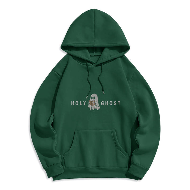Christianartworkshop Holy Ghost Whimsical Ghost Art Fleece Lined Polyester Hoodie - Green - 2XL - image 4