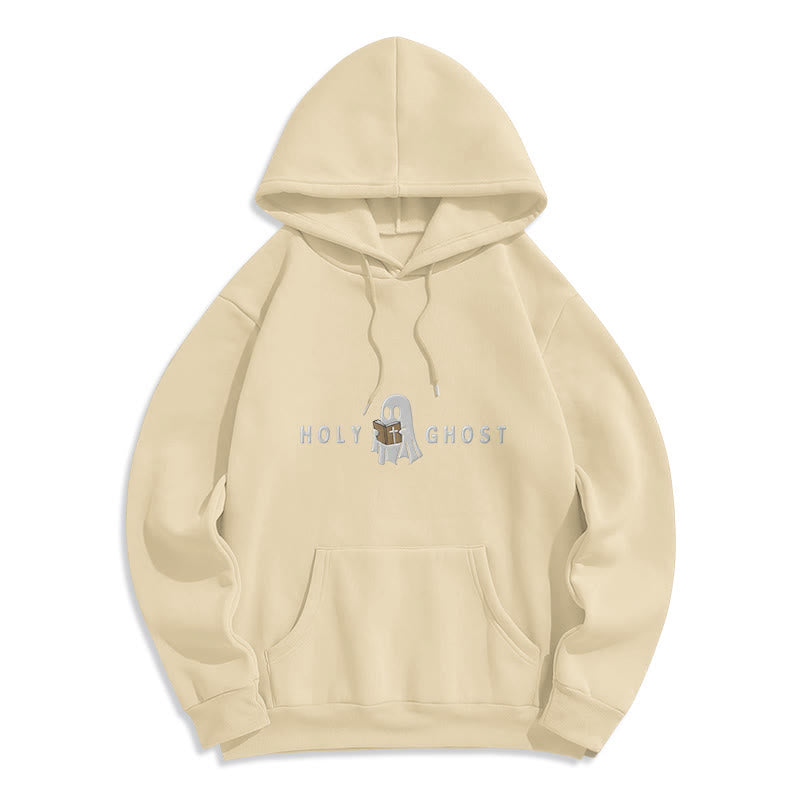 Christianartworkshop Holy Ghost Whimsical Ghost Art Fleece Lined Polyester Hoodie - Beige - 2XL - image 7