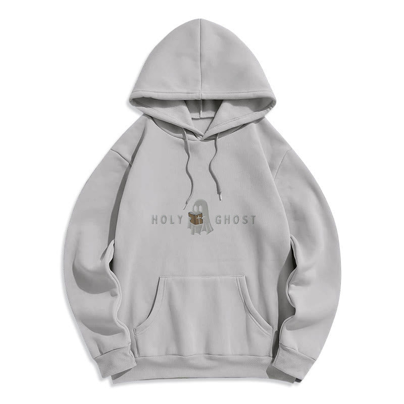 Christianartworkshop Holy Ghost Whimsical Ghost Art Fleece Lined Polyester Hoodie - Grey - 2XL - image 4