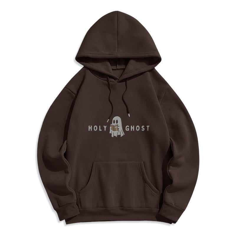 Christianartworkshop Holy Ghost Whimsical Ghost Art Fleece Lined Polyester Hoodie - Brown - 2XL - image 1